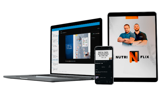 Nutriflix em laptop, tablet e celular